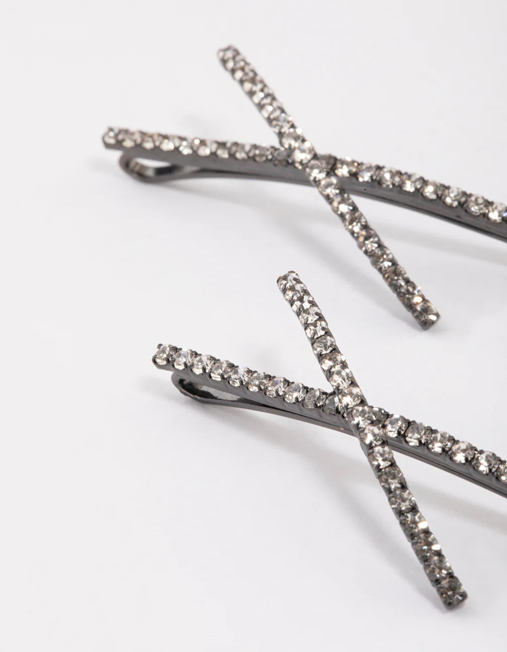 Gunmetal Cross Slide Hair Clips Pack - Image 3