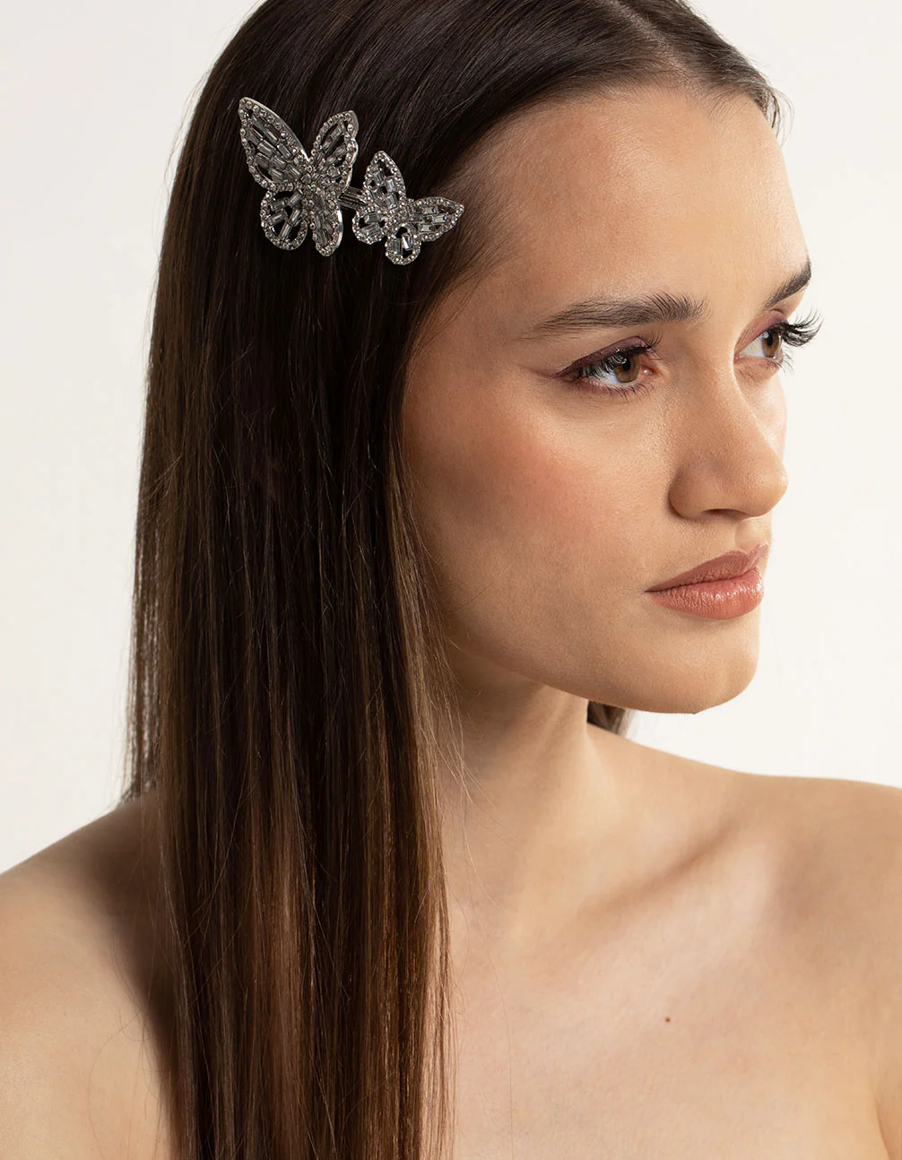 Silver Diamante Butterfly Clips - Image 2