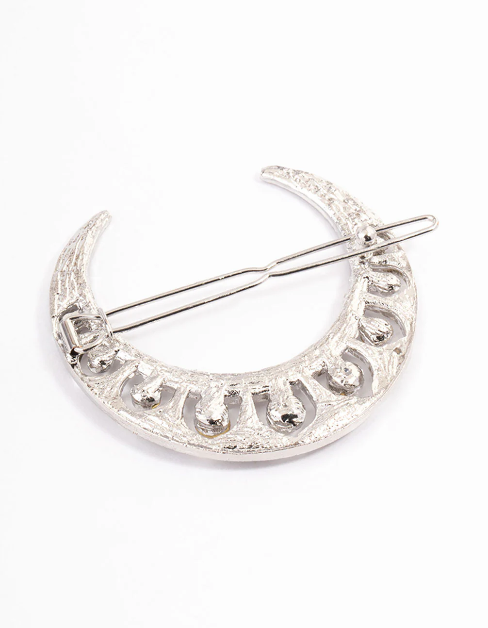 Silver Mixed Diamante Crescent Hair Clips - Image 3