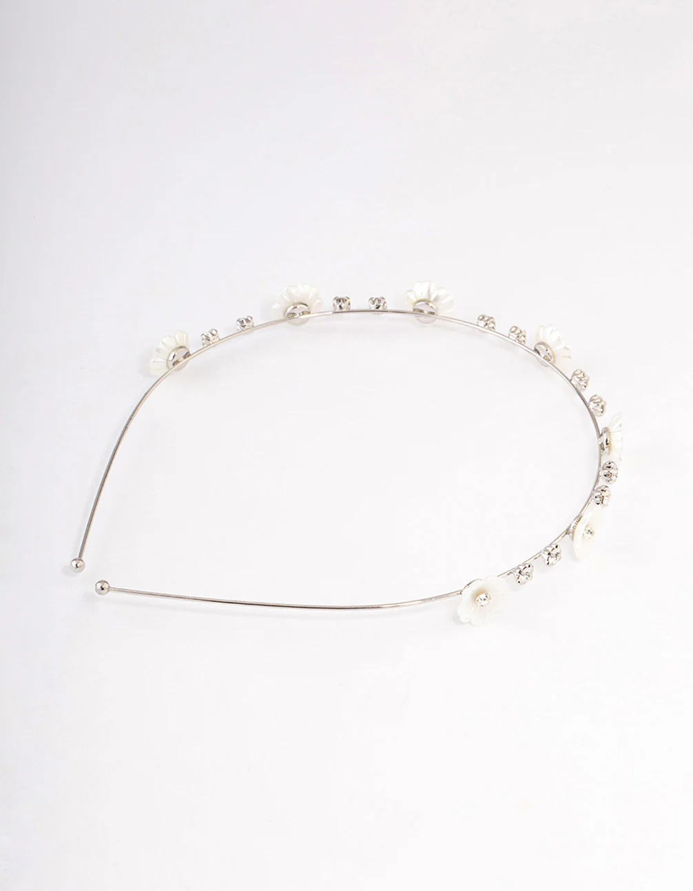 Silver Pearly Diamante Flower Headband - Image 3