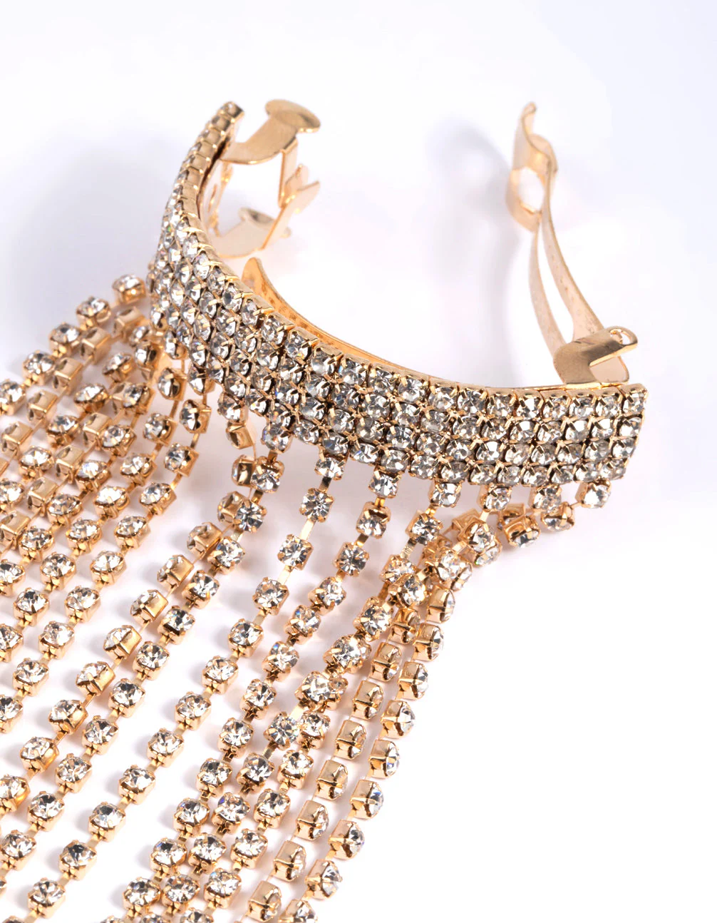 Gold Diamante Waterfall Ponytail Clip - Image 3