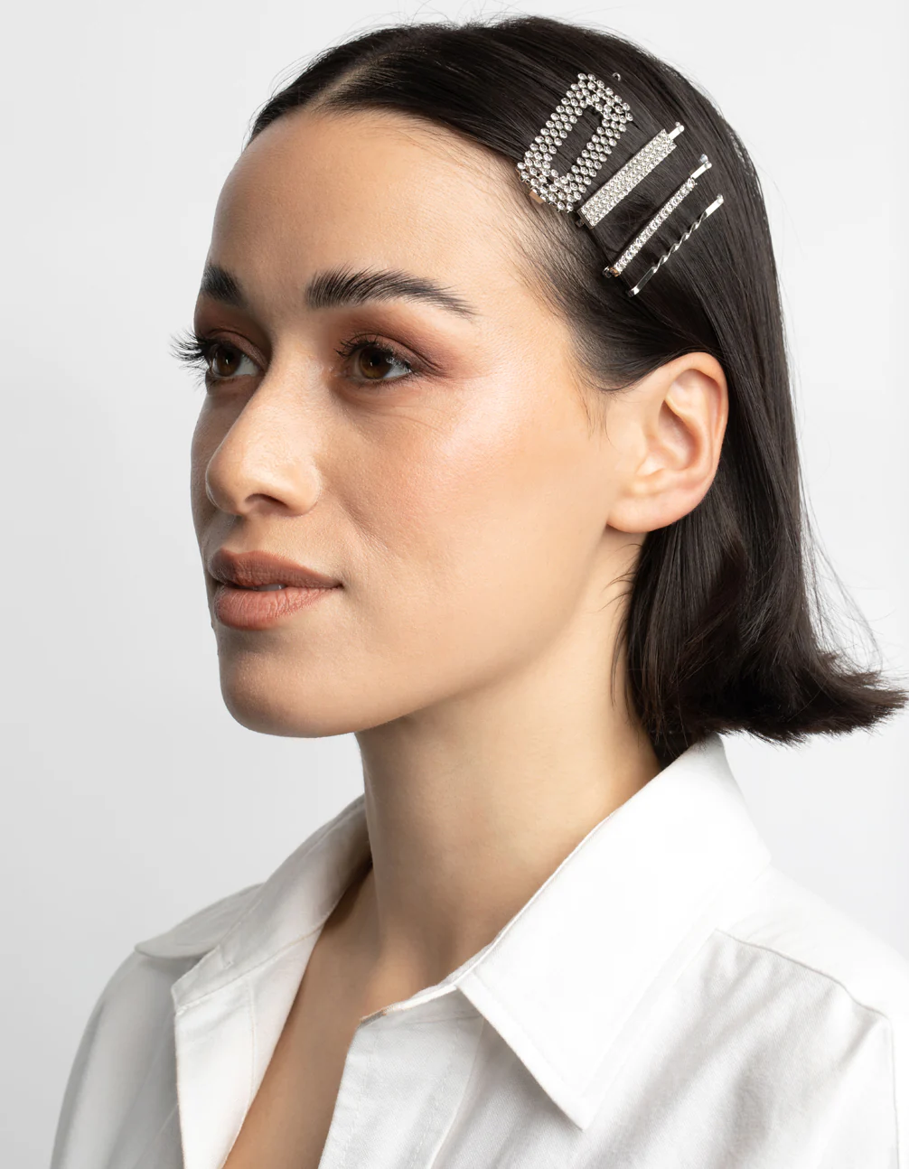 Silver Diamante Mixed Hair Slide 4-Pack - Image 2