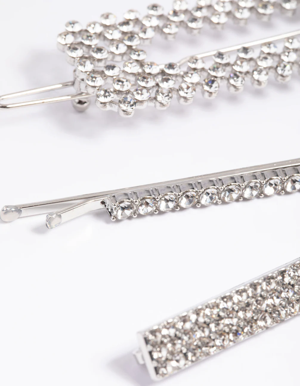 Silver Diamante Mixed Hair Slide 4-Pack - Image 3