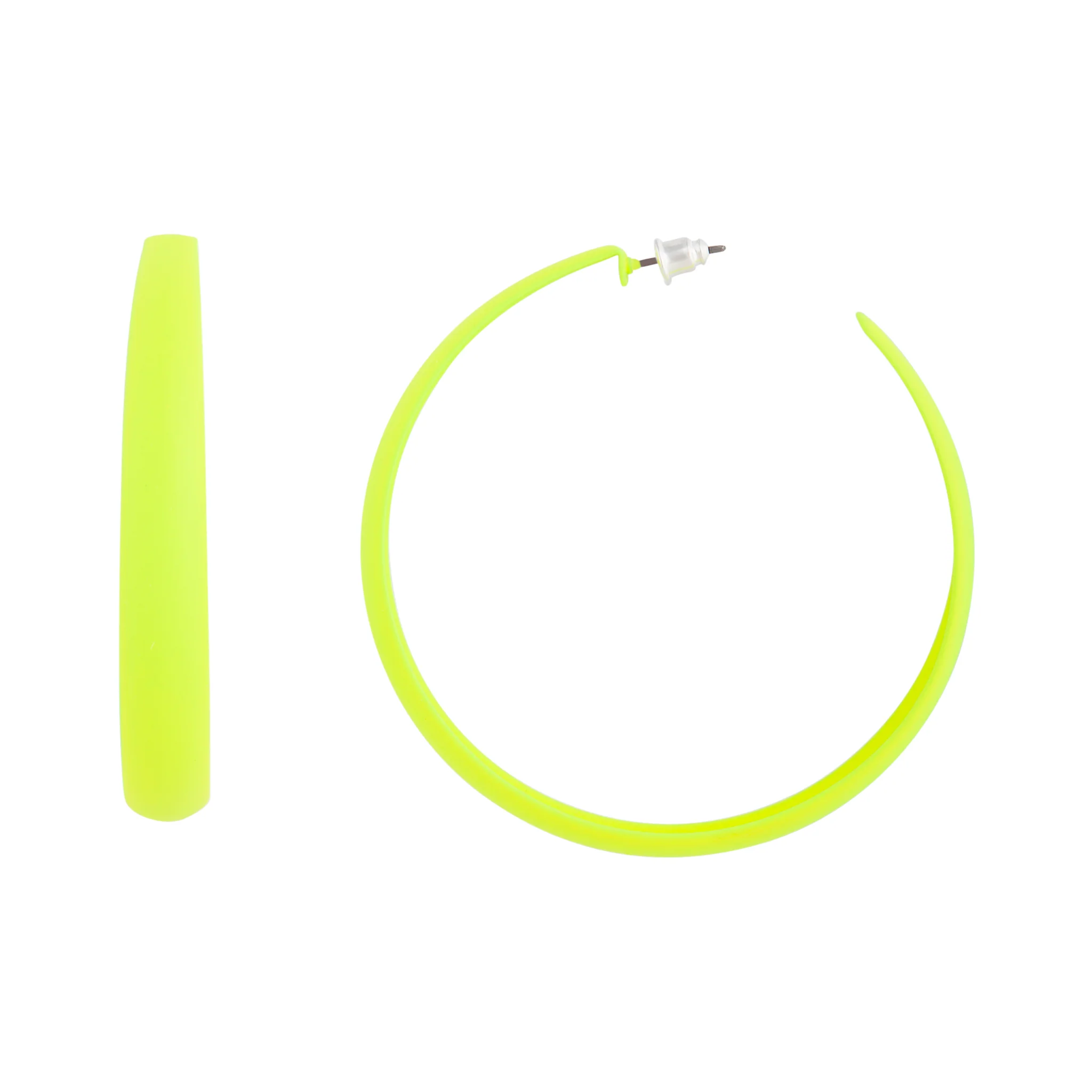 Neon Yellow 3/4 Hoop Earrings - Image 2