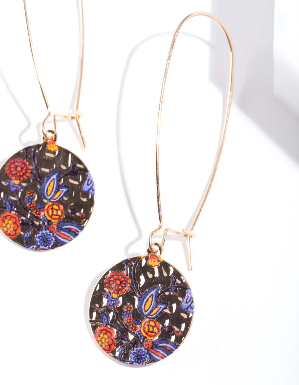 Gold Print Circle Earrings - Image 2