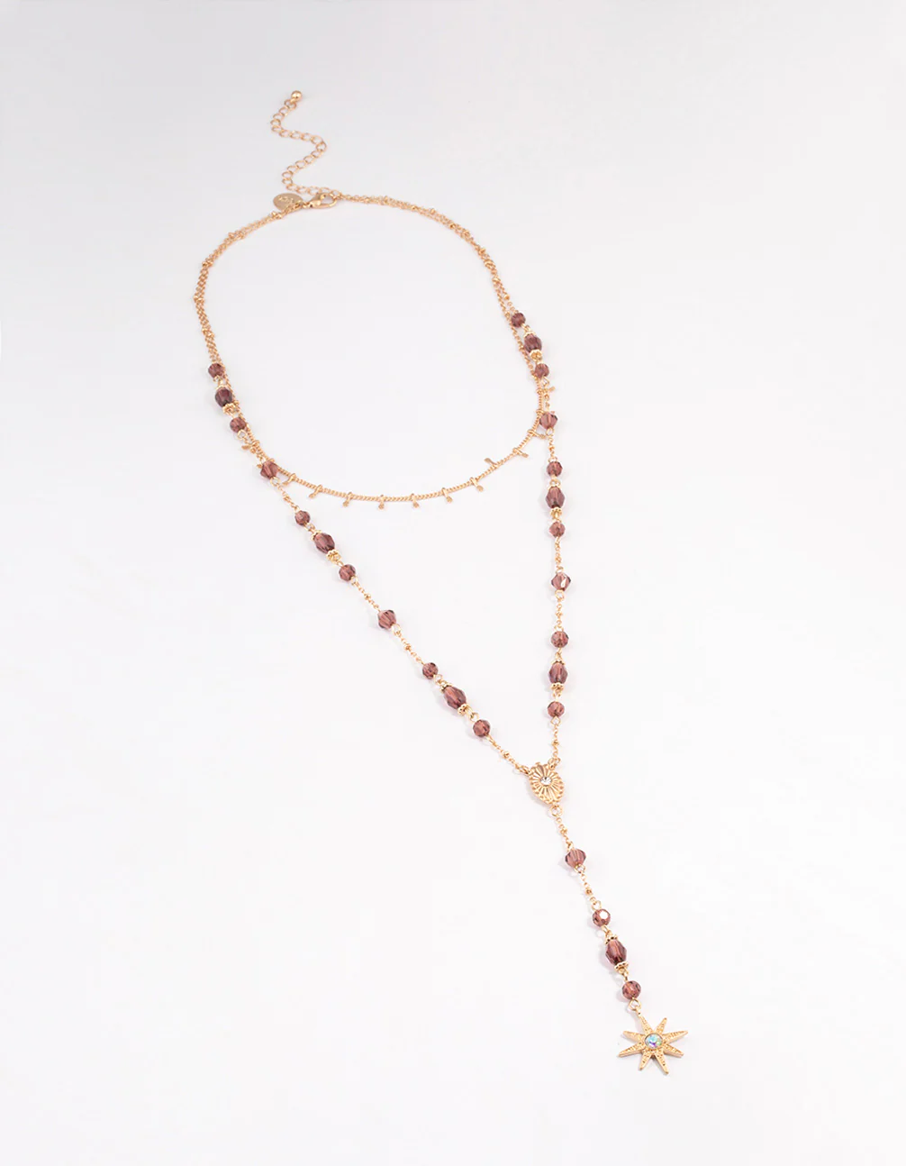 Gold Beaded Double Row Evil & Star Necklace - Image 2