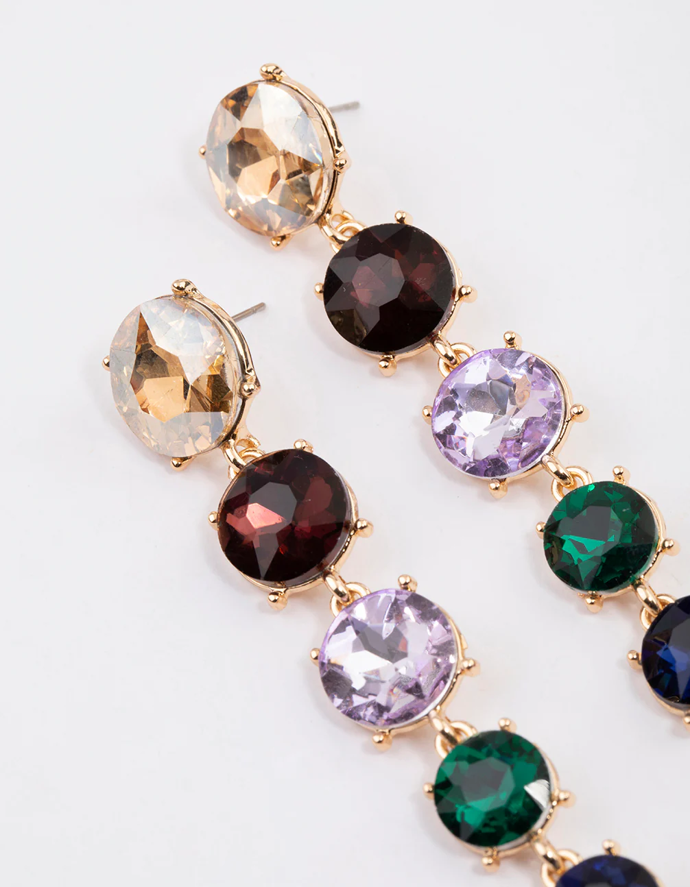 Gold Graduating Stone Drop Earrings - Image 2