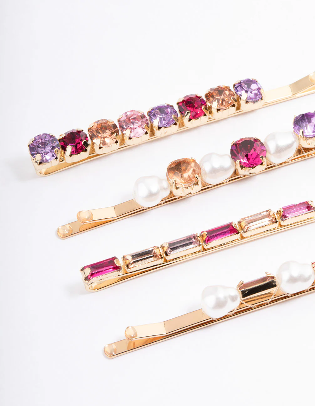 Gold Molten Slide Hair Clips 4-Pack - Image 2