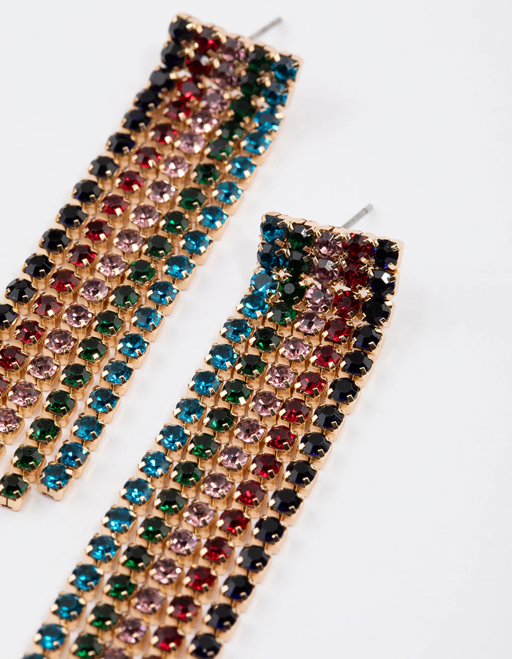 Gold Multi Tassel Cup Chain Drop Earrings - Image 2