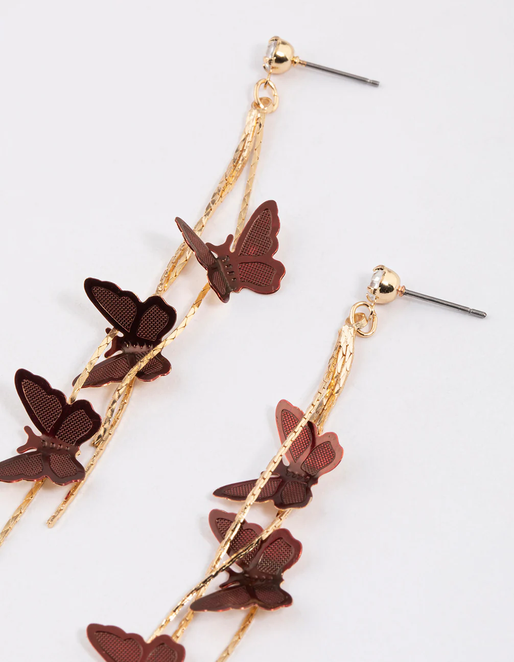 Gold Multi Butterfly Drop Earrings - Image 2