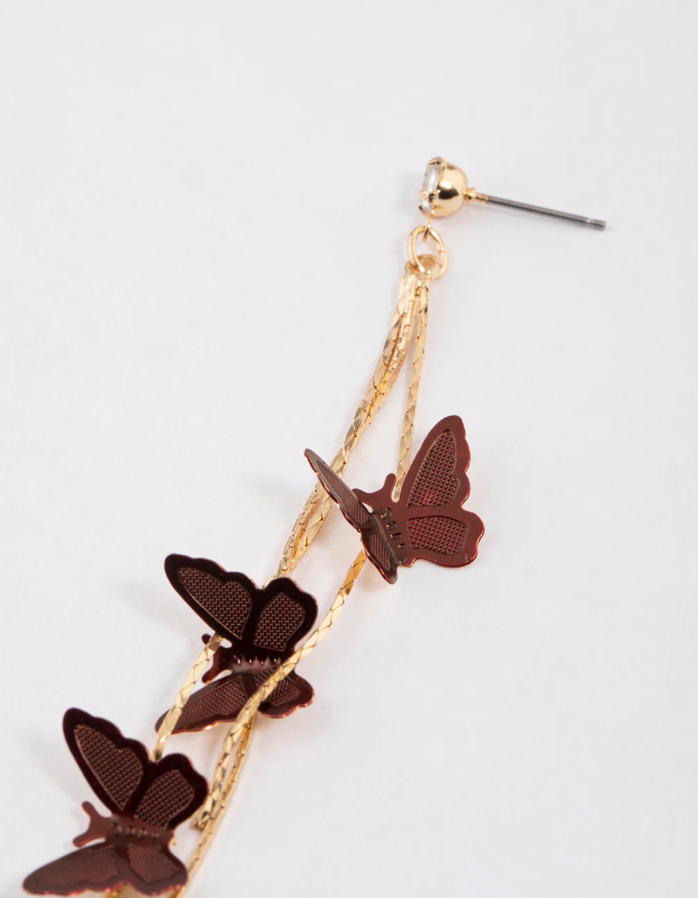 Gold Multi Butterfly Drop Earrings - Image 3