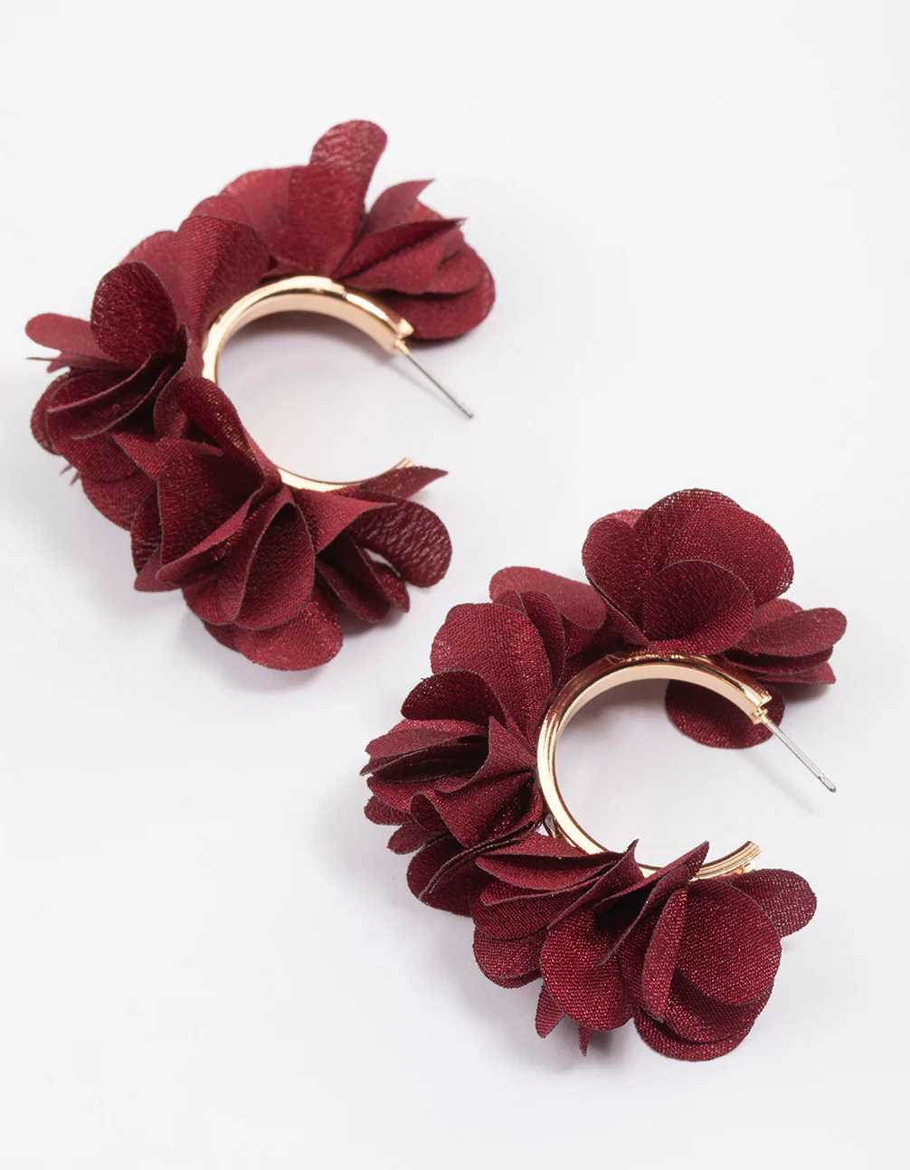Gold Multi Petal Hoop Earrings - Image 2