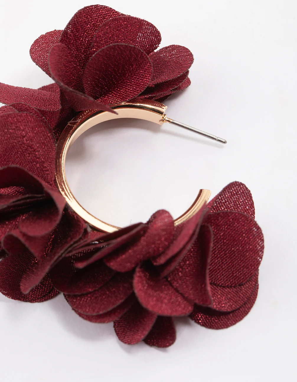 Gold Multi Petal Hoop Earrings - Image 3