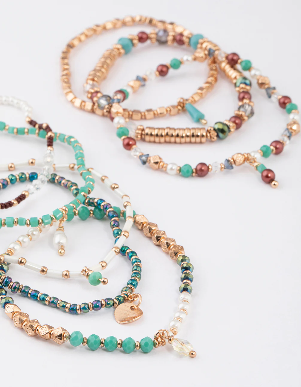 Gold Mixed Facet Beaded Bracelet 8-Pack - Image 3