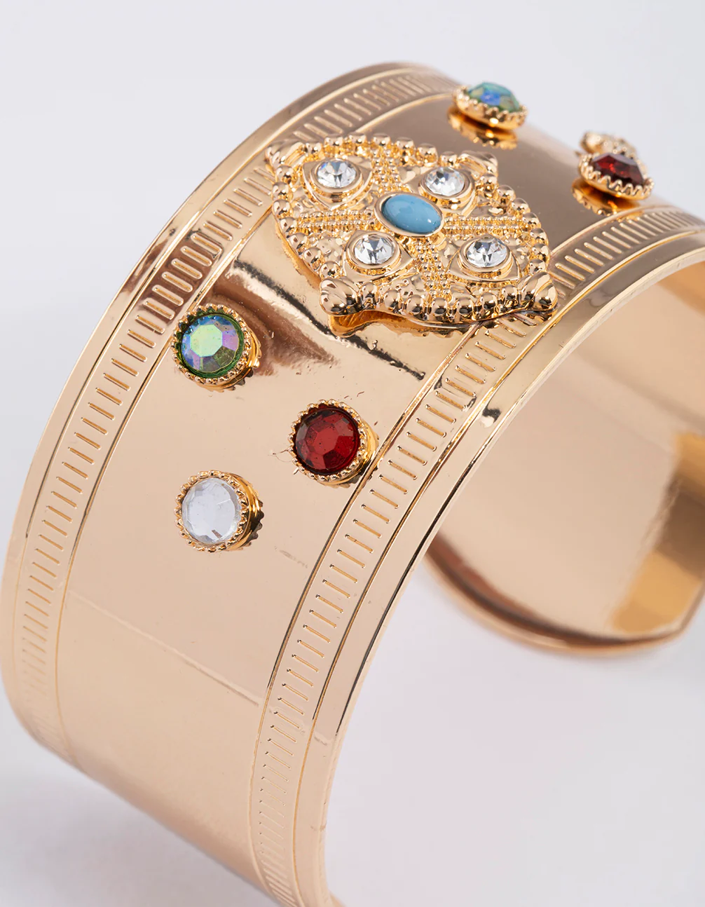Gold Mixed Stone Wrist Cuff - Image 3