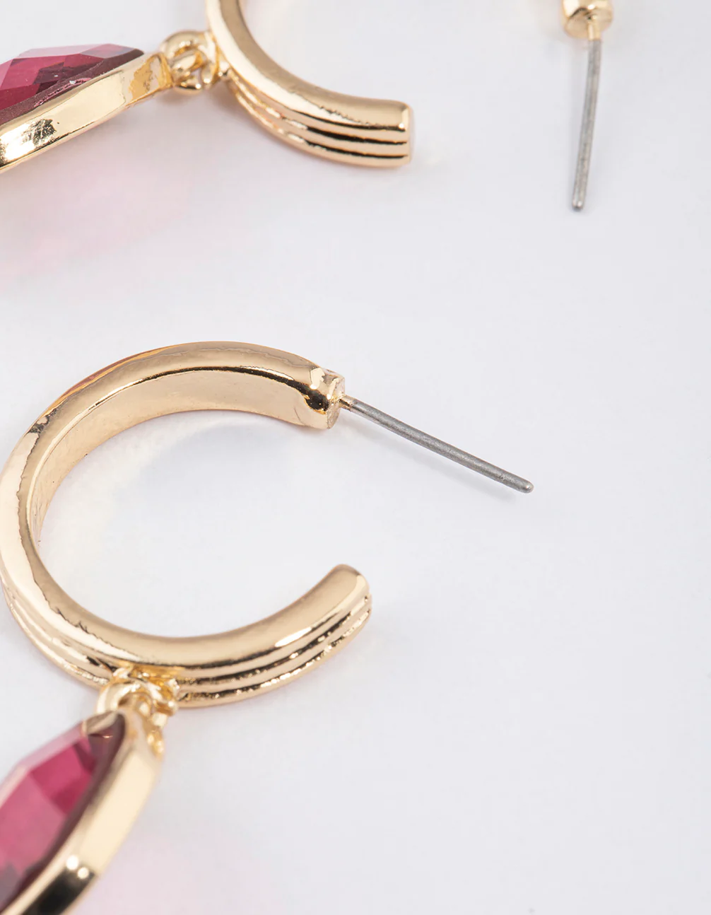 Gold Organic Stone Drop Hoop Earrings - Image 2