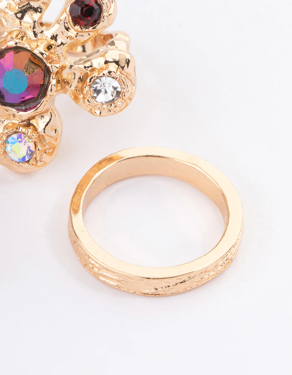 Gold Small Jewels Flower Pack Ring - Image 3