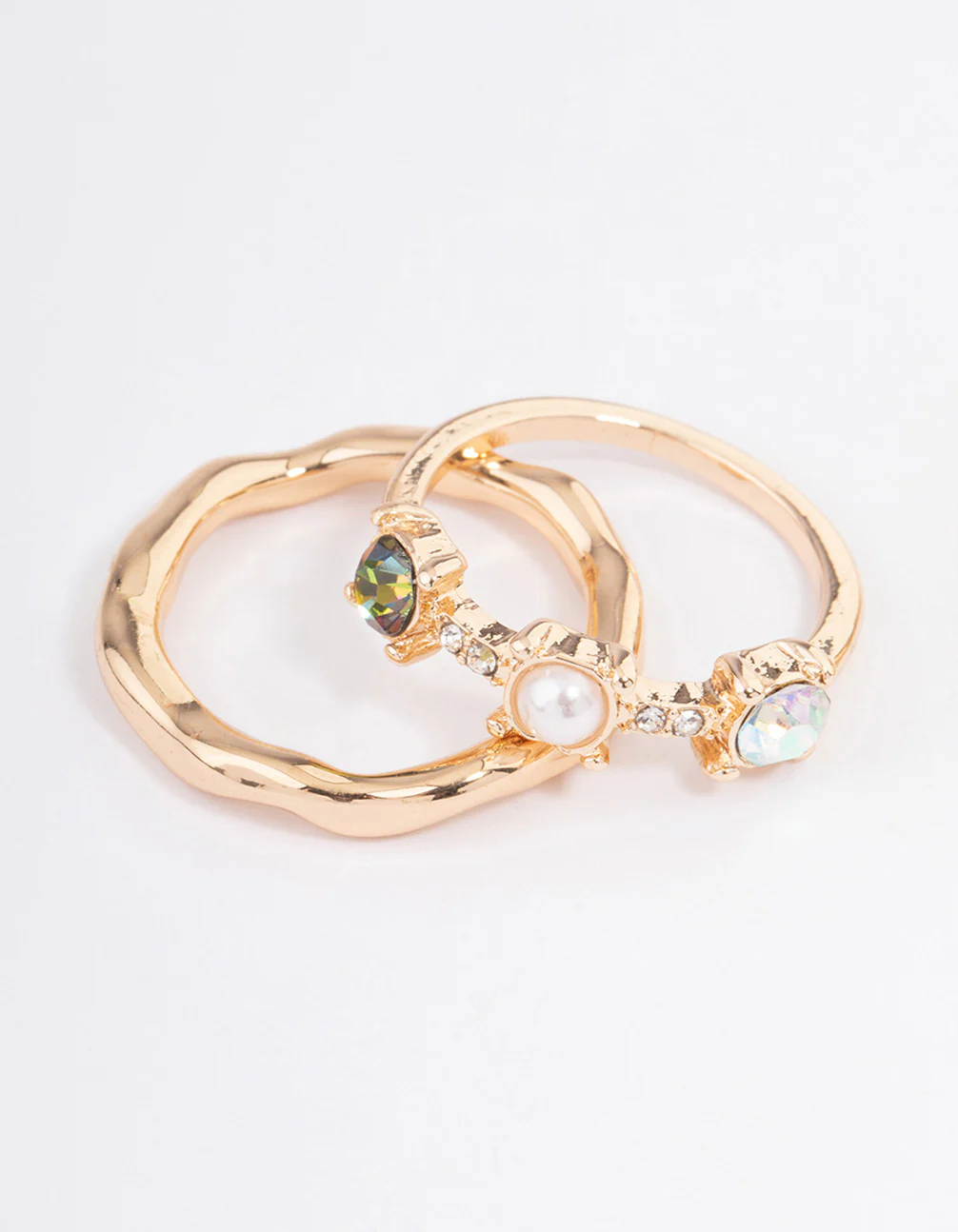 Gold Small Jewels Statement Pack Ring - Image 2