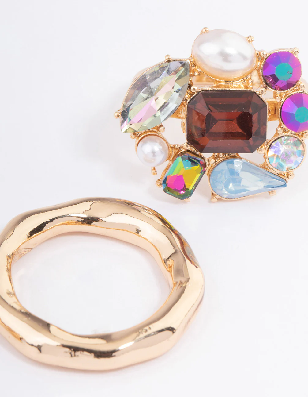 Gold Small Jewels Statement Pack Ring - Image 3
