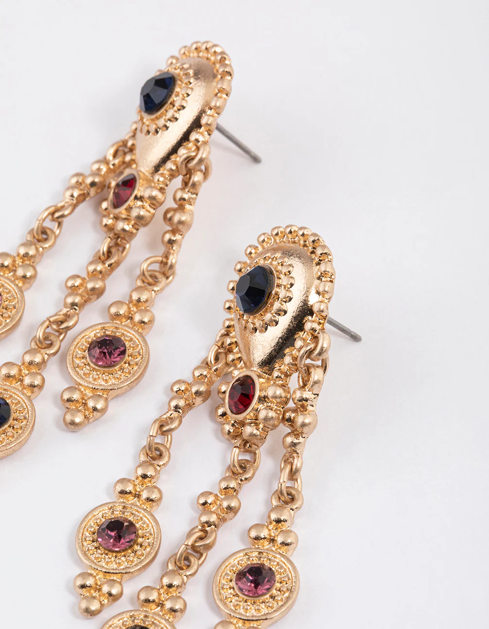 Worn Gold  Vintage Boho Charm Drop Earrings - Image 2
