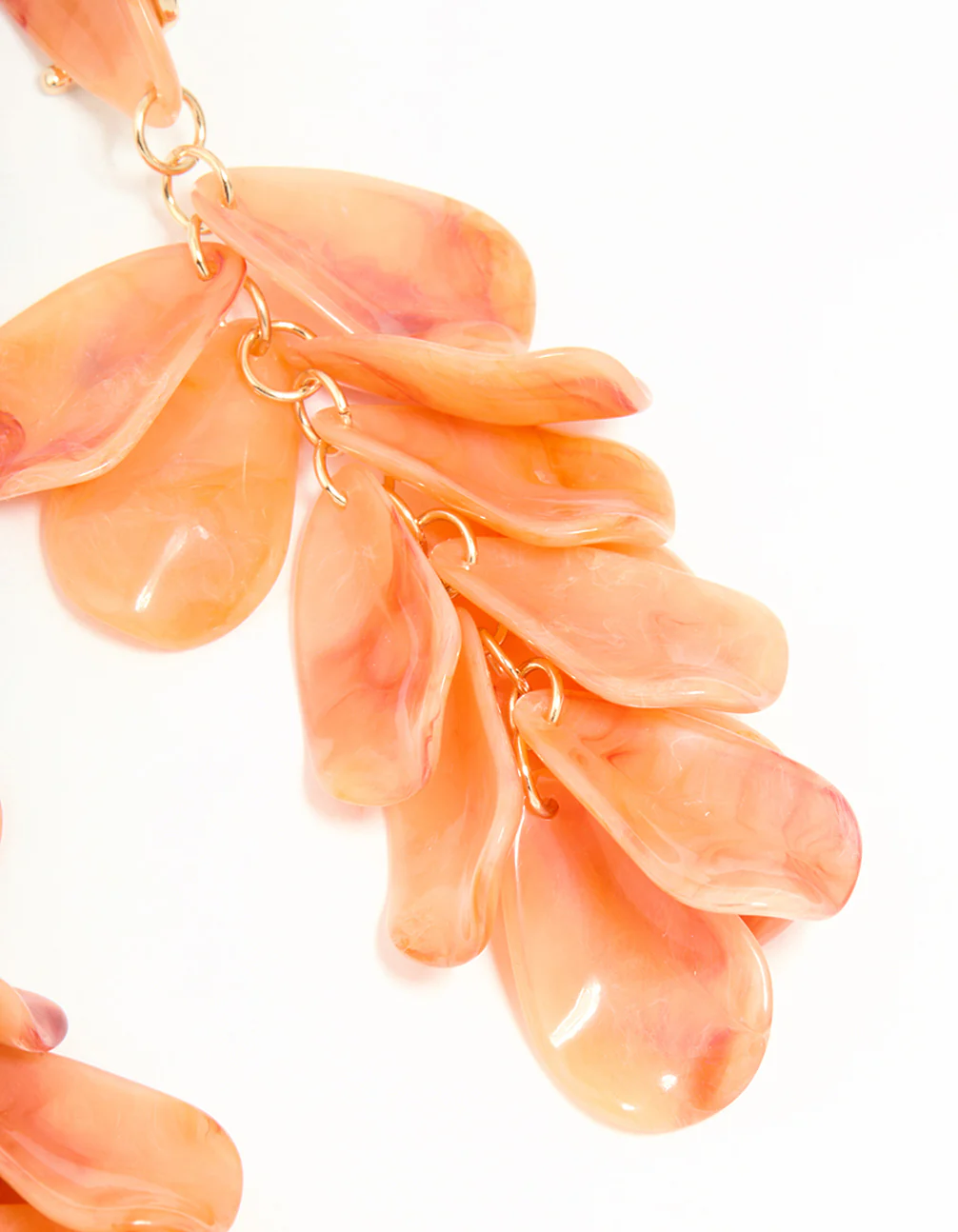 Orange Acrylic Petal Cluster Drop Earrings - Image 5