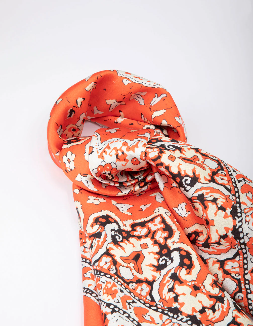 Orange Fabric Rustic Paisley Scarf - Image 2