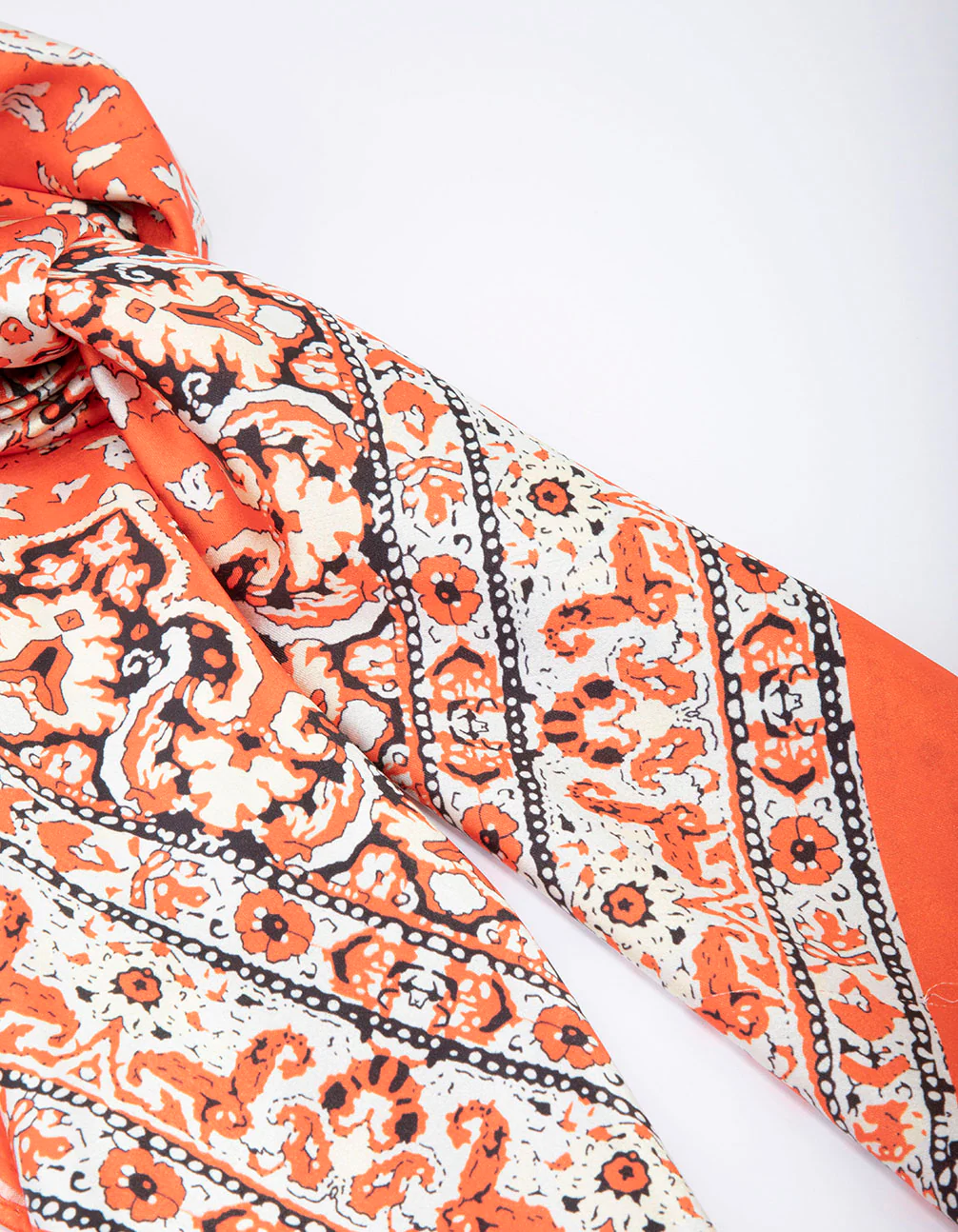 Orange Fabric Rustic Paisley Scarf - Image 3