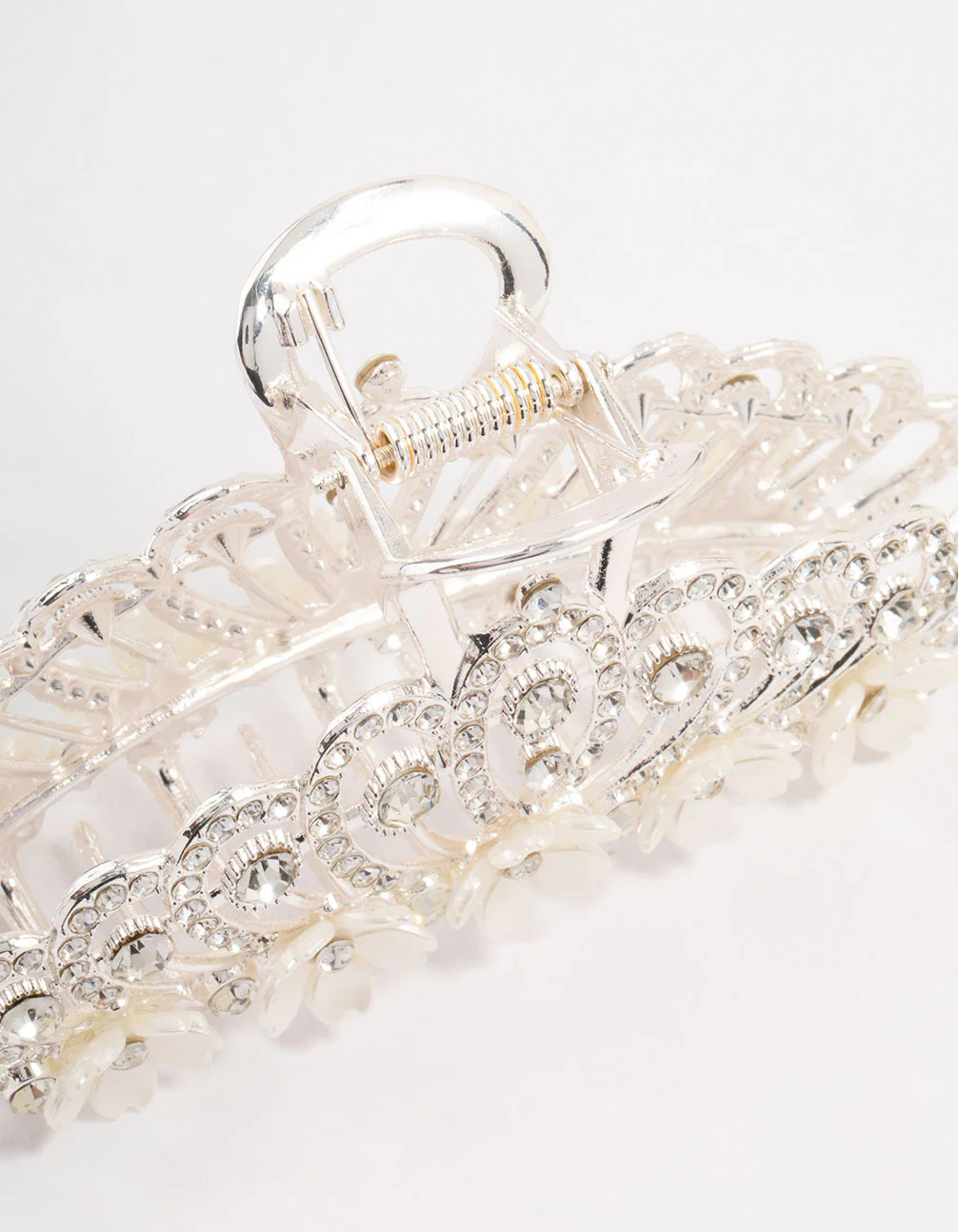 Ornate Silver Diamante & Flower Claw Clip - Image 3
