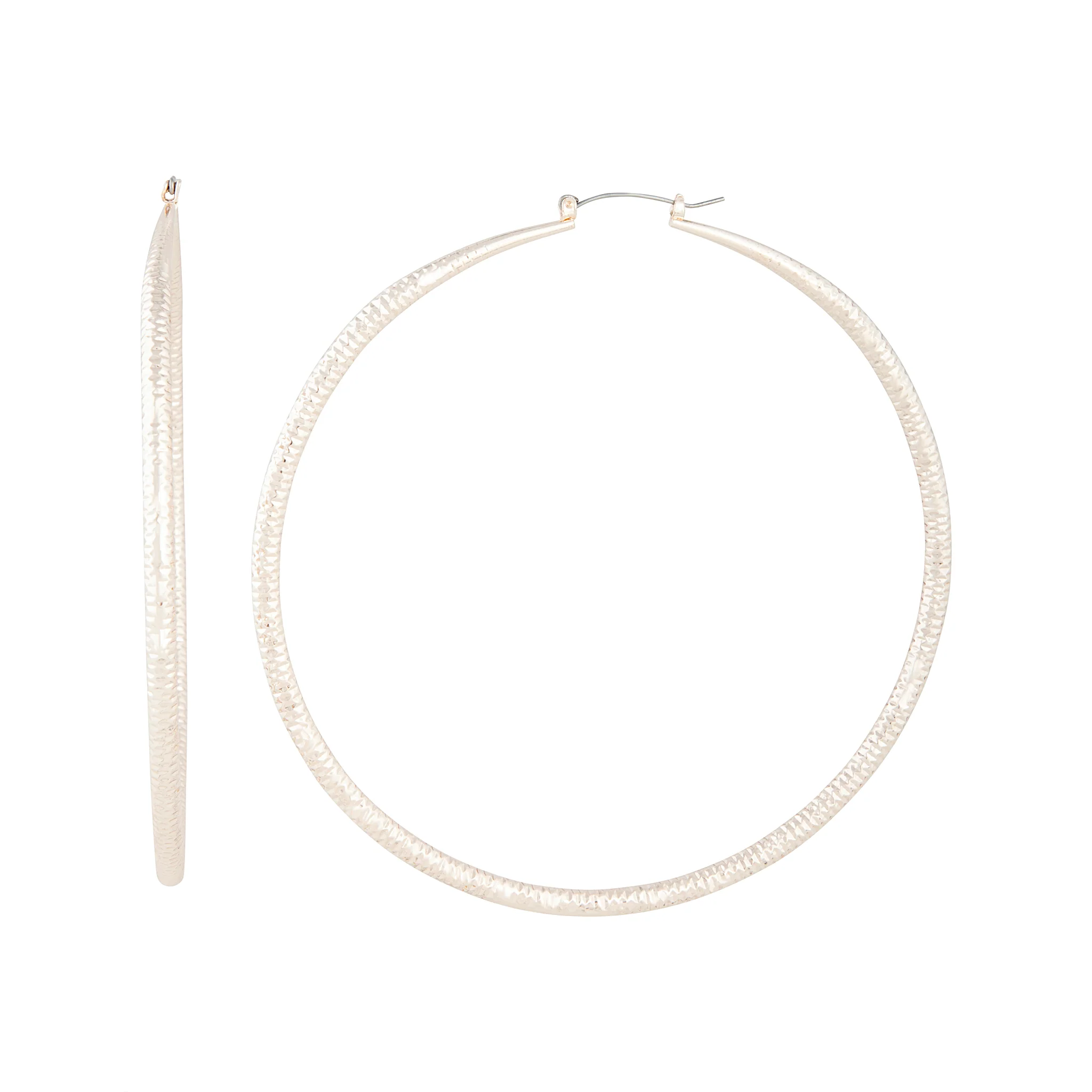 Pale Rose Gold Rounded Diamond Cut Hoop - Image 2