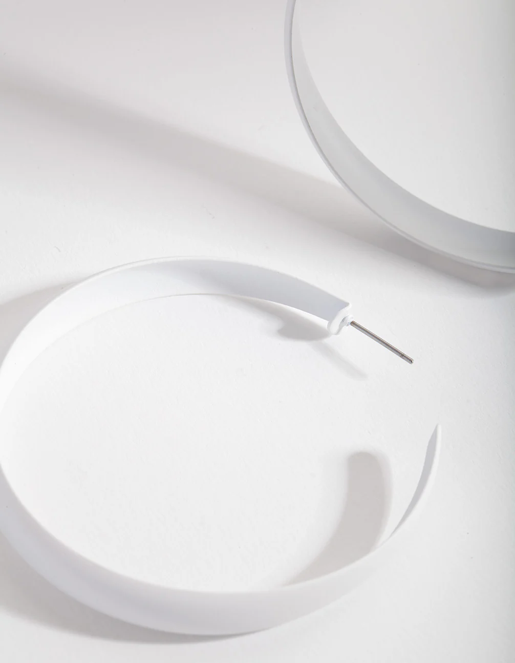 White Matte Open Hoop Earrings - Image 3