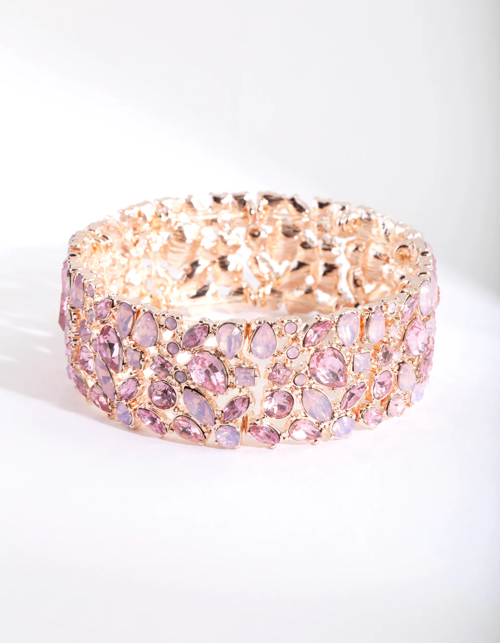 Rose Gold Multi Diamante Stretch Bracelet - Image 2