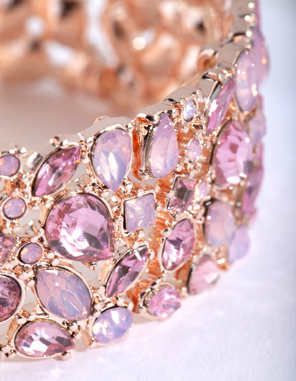 Rose Gold Multi Diamante Stretch Bracelet - Image 3