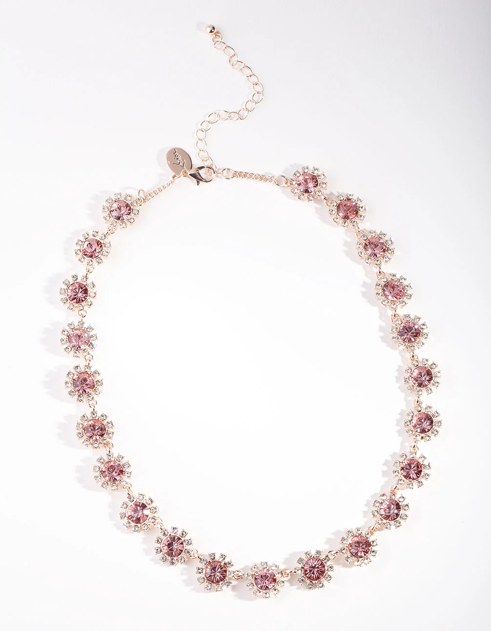 Rose Gold Diamante Gem Flower Chain Necklace - Image 2