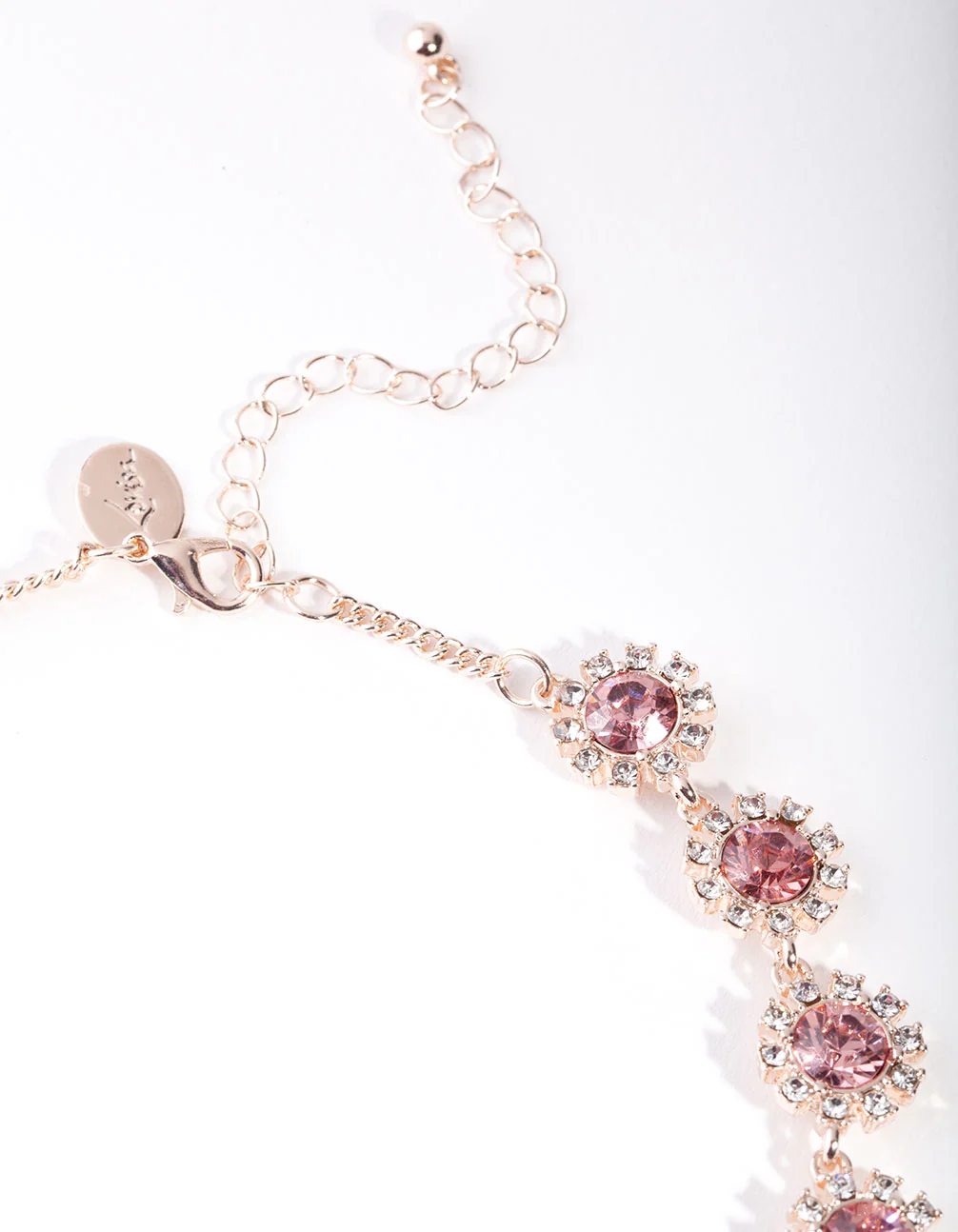 Rose Gold Diamante Gem Flower Chain Necklace - Image 3