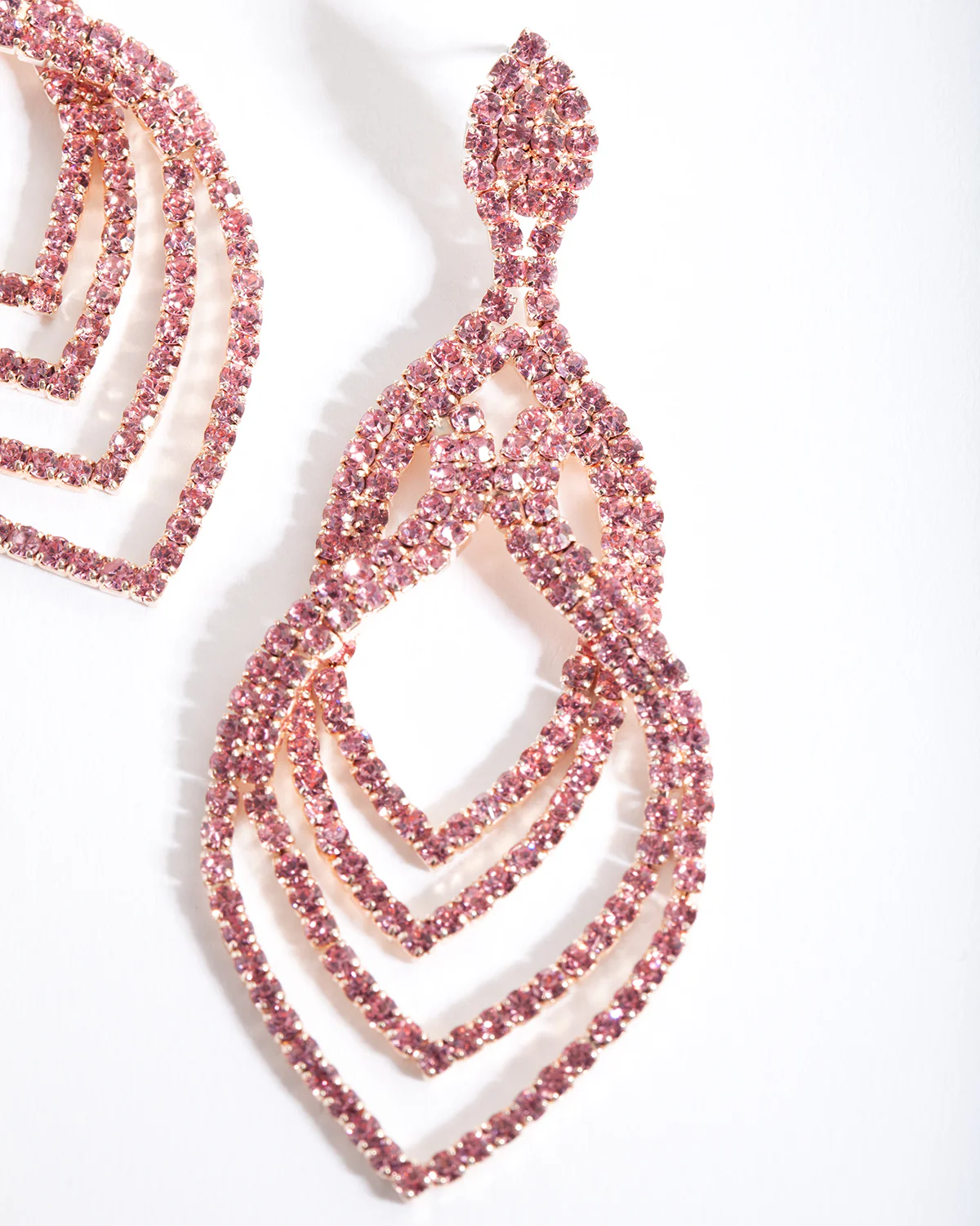 Pink Layered Tier Drop Earrings - Image 2