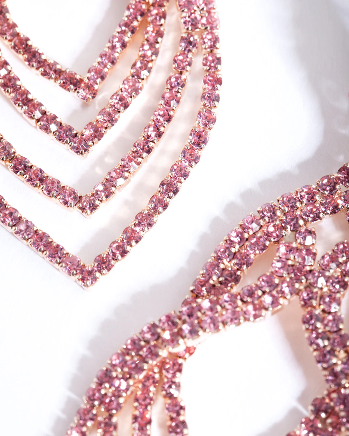 Pink Layered Tier Drop Earrings - Image 3