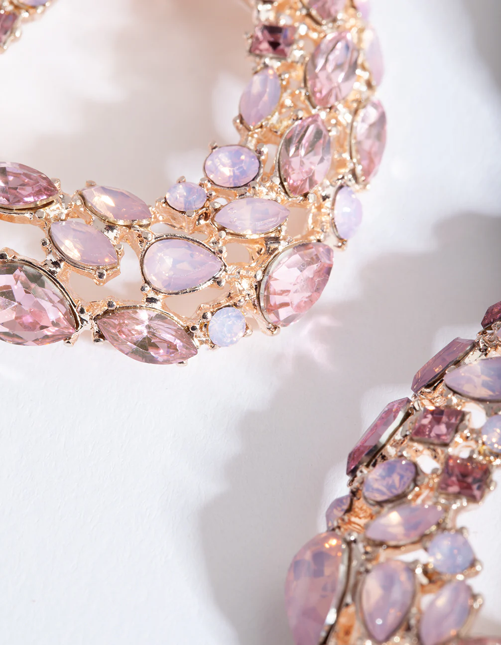 Rose Gold Pink Gem Teardrop Earrings - Image 5