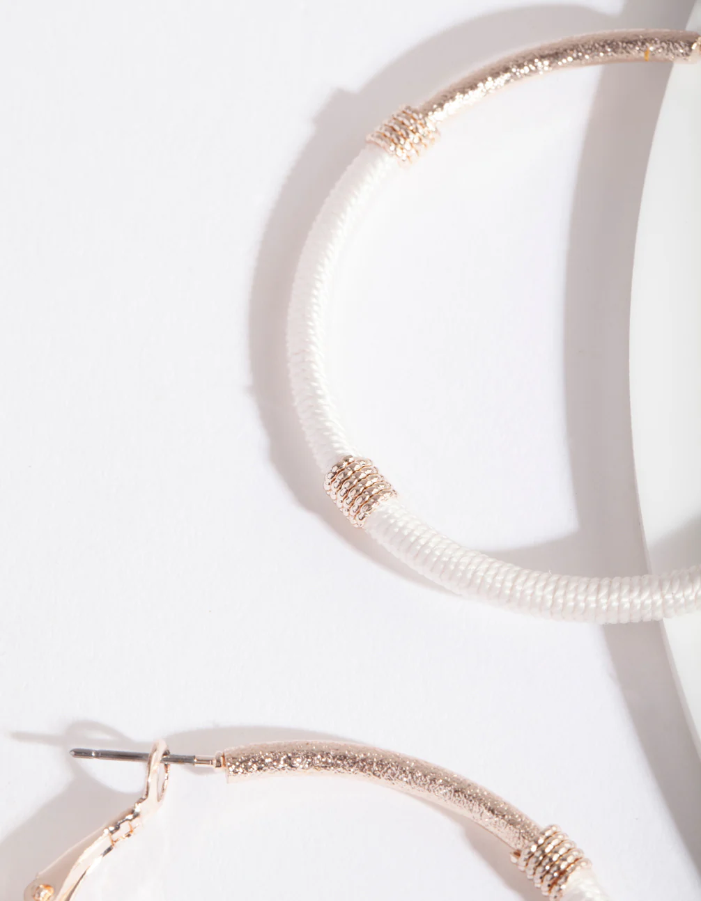 Rose Gold White Thread Wrap Hoop - Image 3