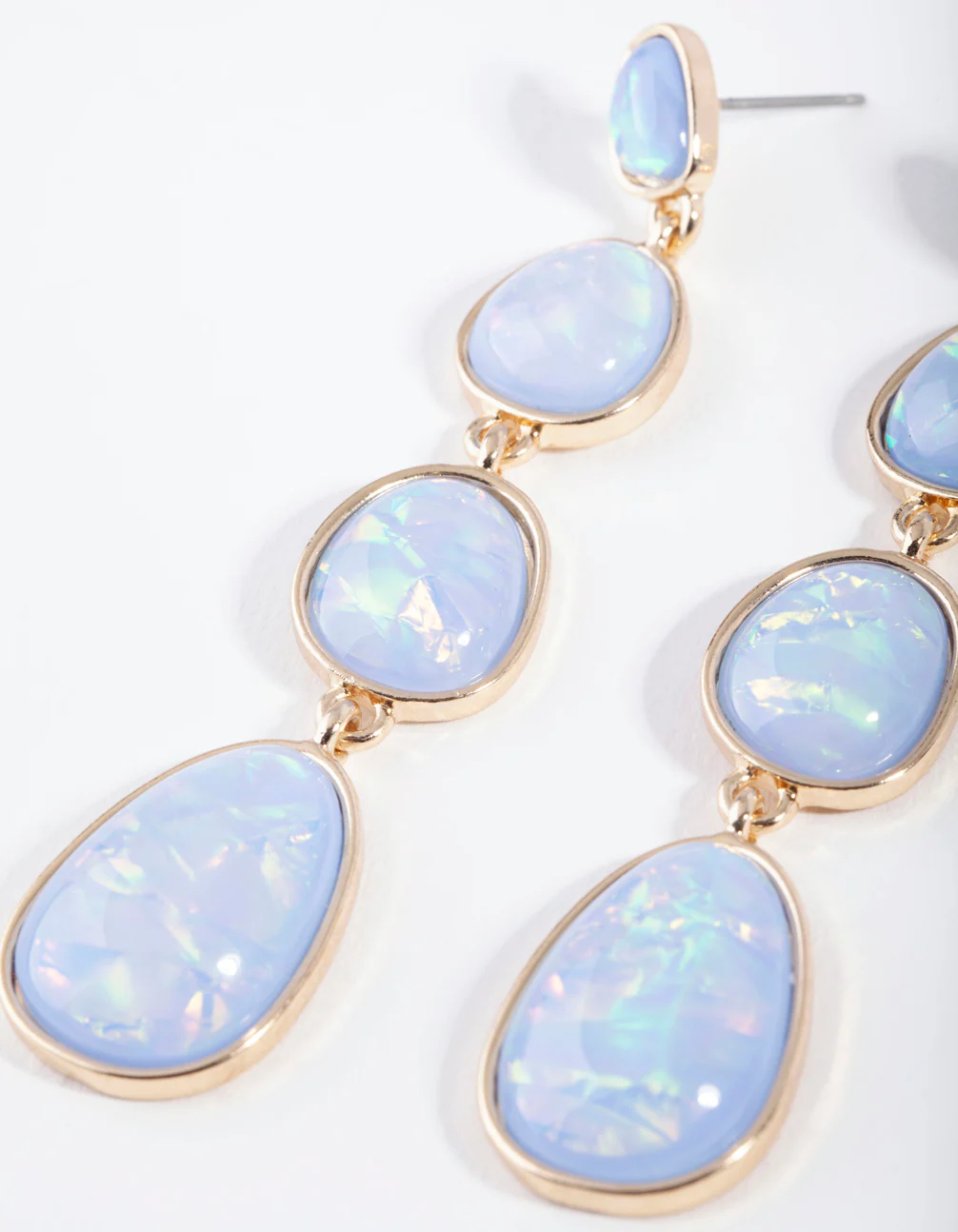 Gold Foil Stone Drop Earrings - Image 2