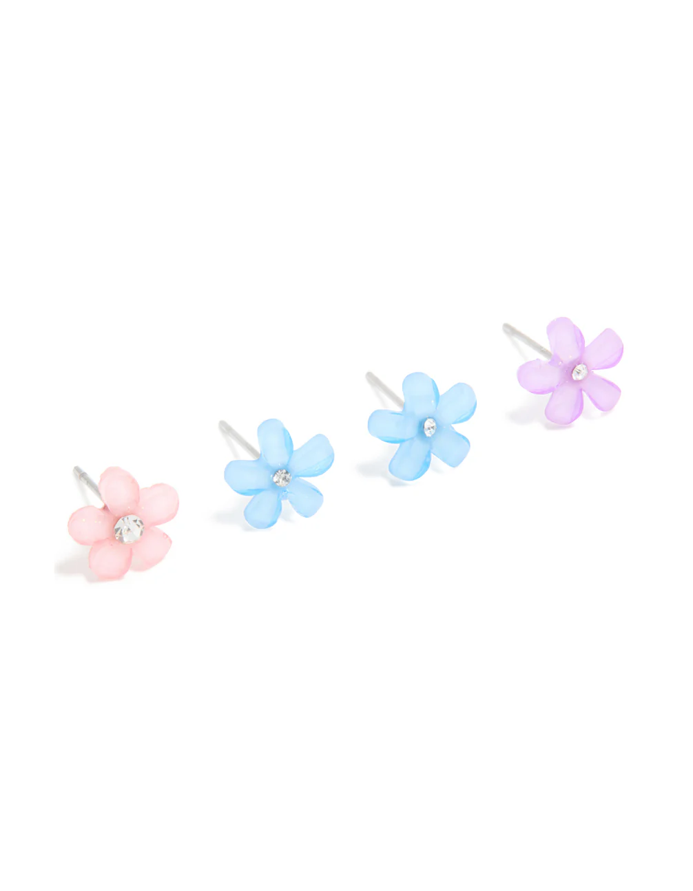 Pastel Acrylic Diamante Centre Daisy Stud Earrings 3-Pack - Image 2