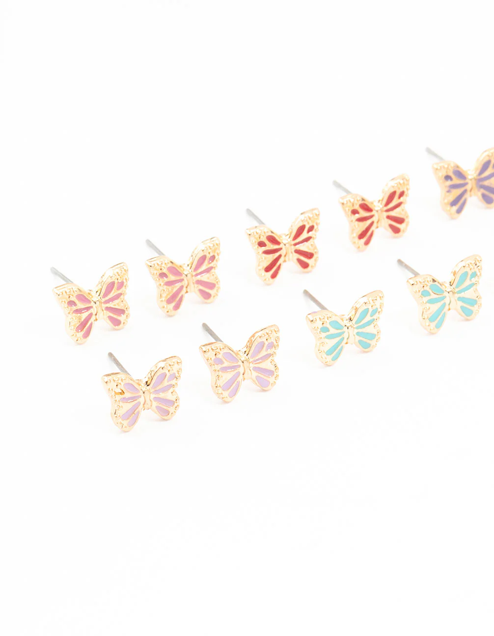 Pastel Gold Butterfly Earrings 8-Pack - Image 2