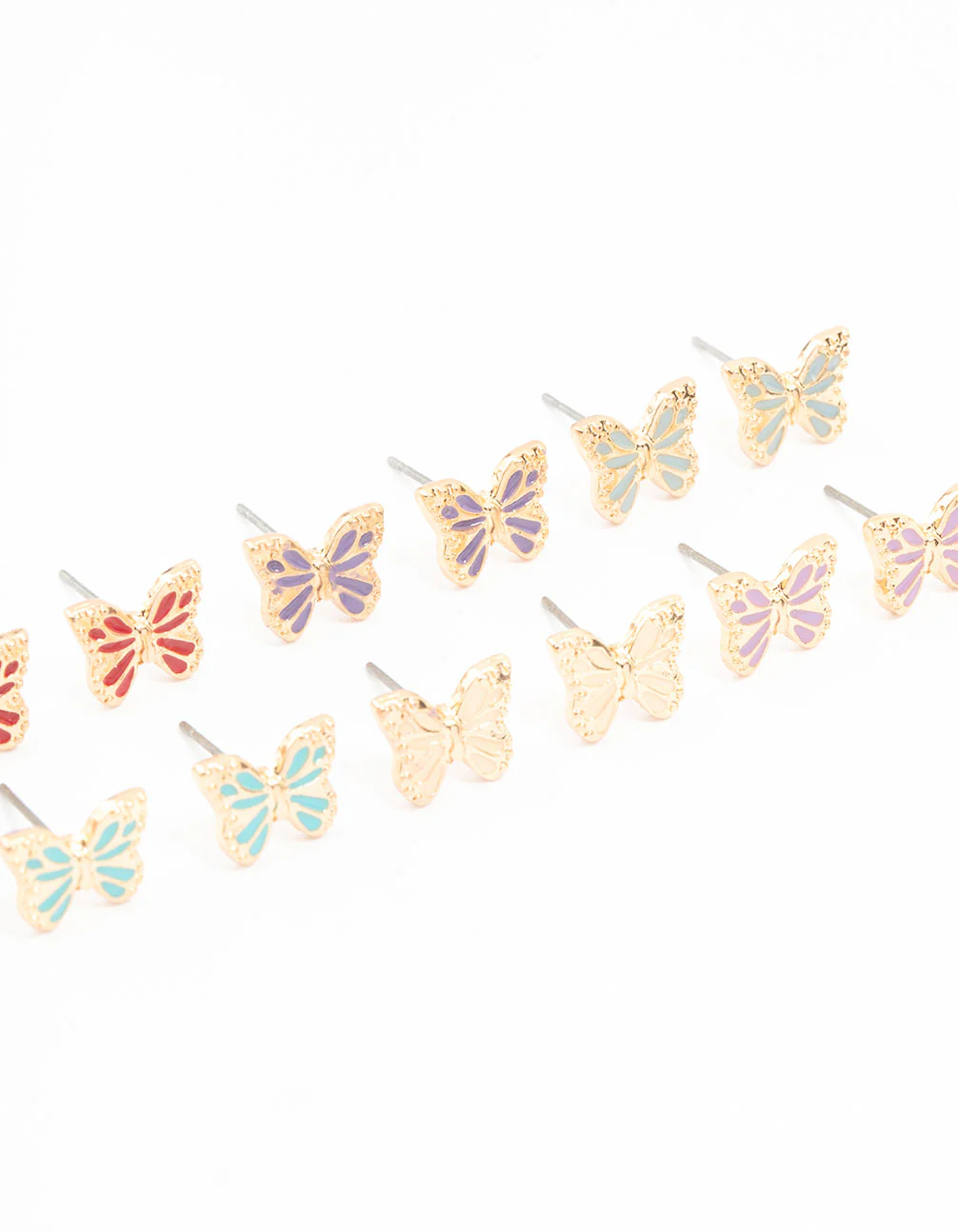 Pastel Gold Butterfly Earrings 8-Pack - Image 3