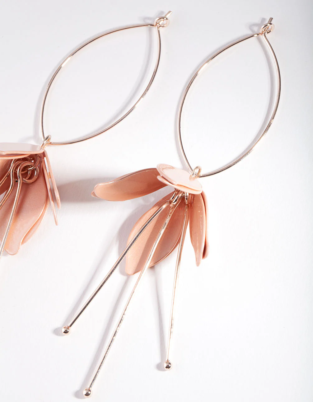 Rose Gold Pink Tulip Drop Earrings - Image 2