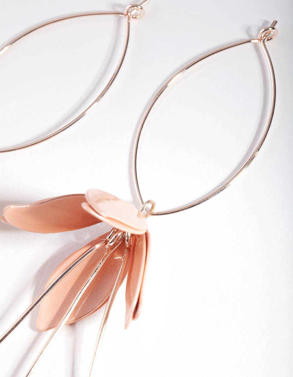 Rose Gold Pink Tulip Drop Earrings - Image 3