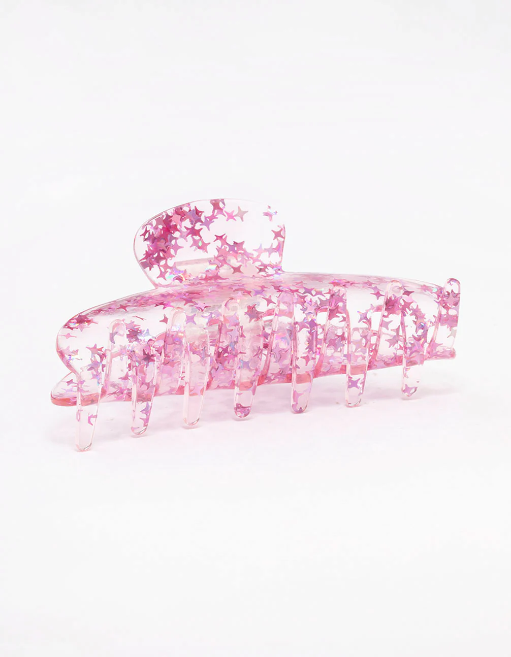 Pink Glitter Clear Hair Claw Clip - Image 2