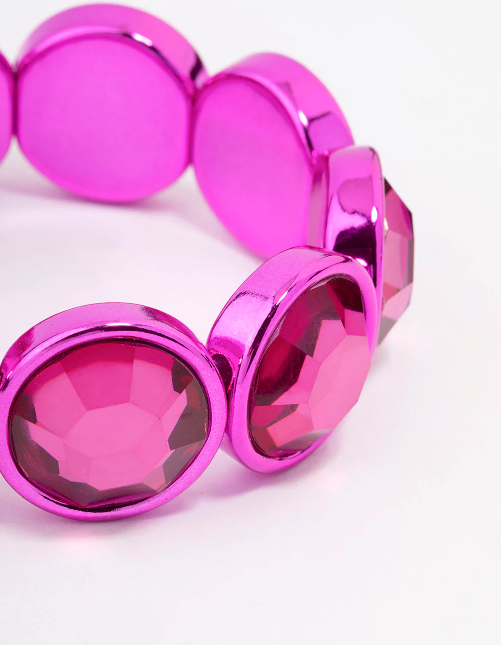 Fuchsia Chunky Diamante Stretch Bracelet - Image 2