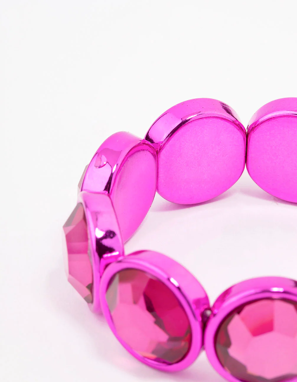 Fuchsia Chunky Diamante Stretch Bracelet - Image 3