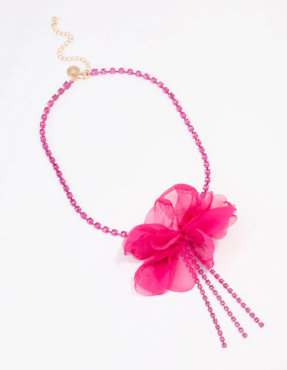 Fuchsia Cup Chain Long Flower Necklace - Image 2