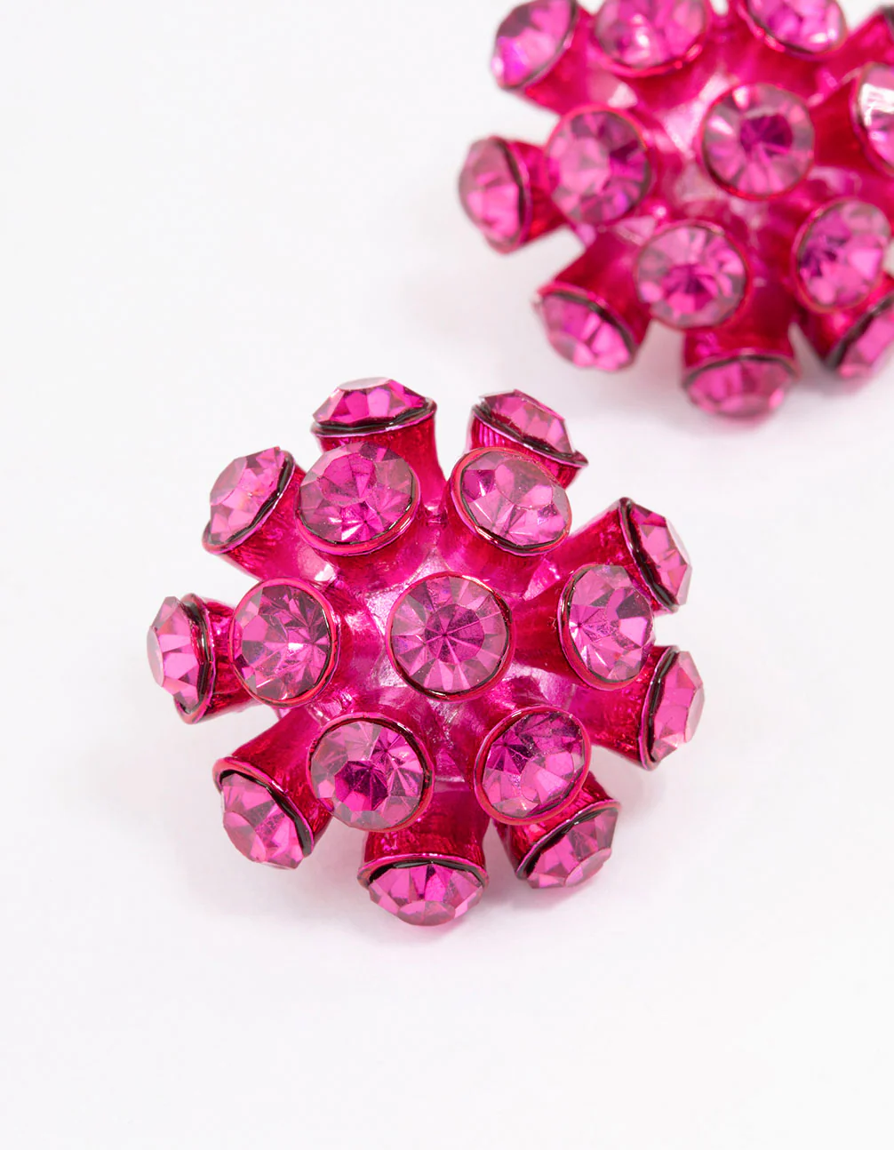 Pink Diamante Flower Stud Earrings - Image 2