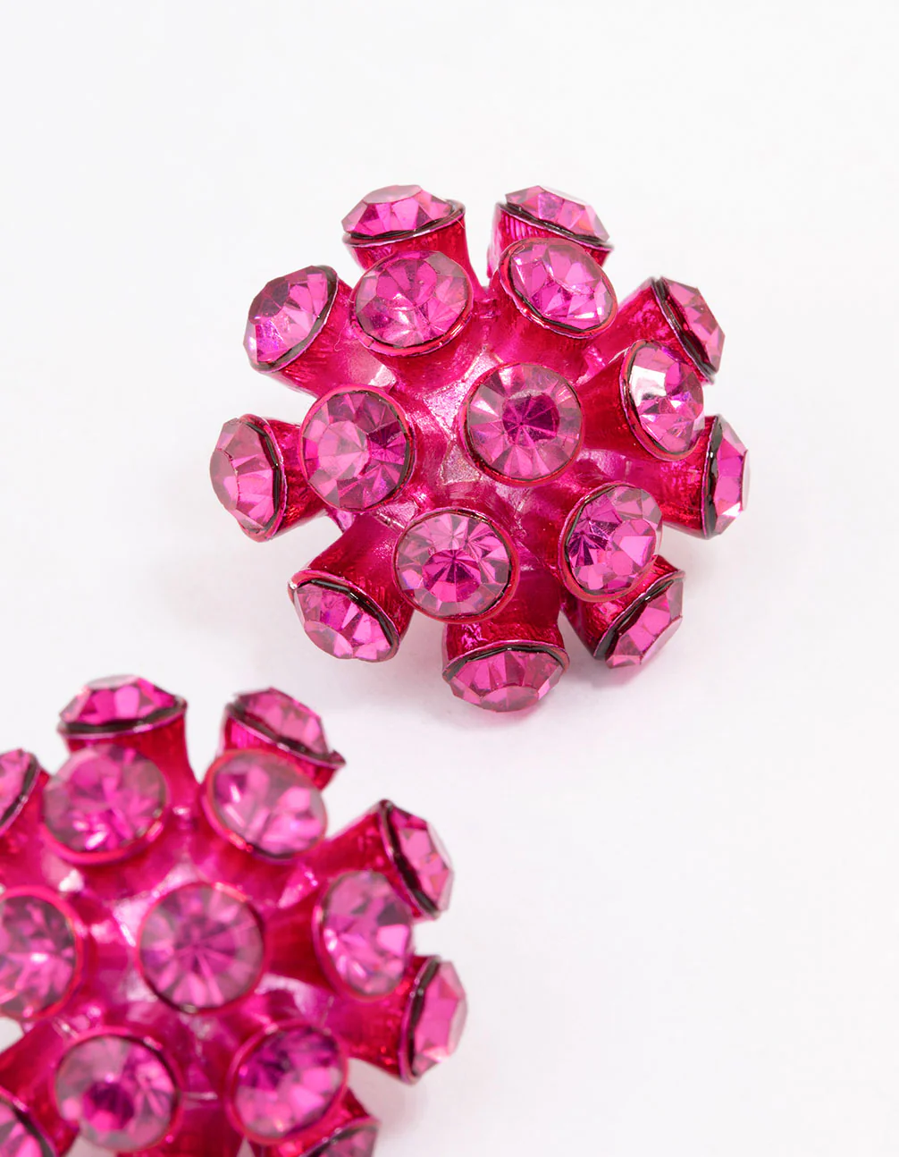 Pink Diamante Flower Stud Earrings - Image 3